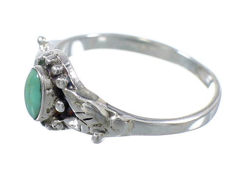 Genuine Sterling Silver Southwestern Turquoise Ring Size 8-3/4 RX59639